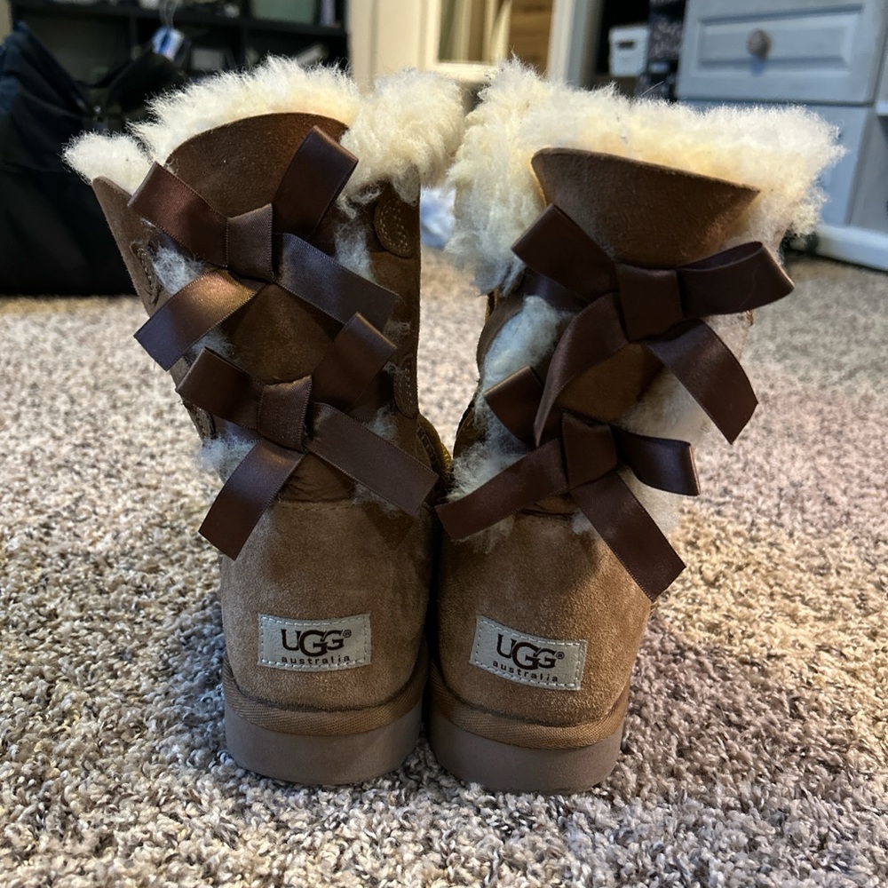 UGG Tan Boots with Chocolate Bows